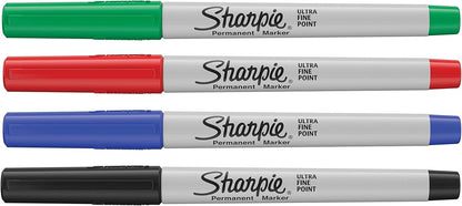 Sharpie Permanent Markers | Ultra-Fine Point | Assorted Classic Colours | 4 Count