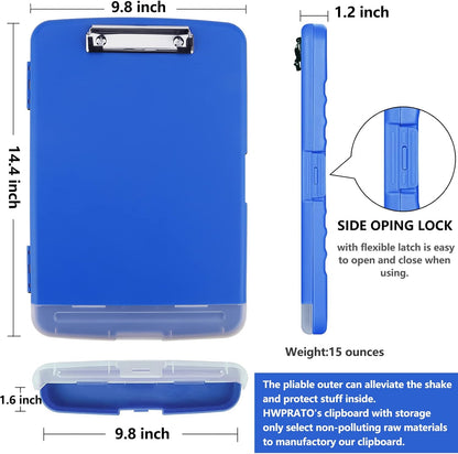 HWPRATO Clipboards Organizer Clipboard with Storage Nursing Clipboard Foldable File Folder Plastic Folio with Storage Case for Teacher,Kids,Doctor,Offices (Retro Blue)