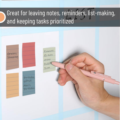 Mr. Pen- Lined Sticky Notes, 3" x 3", 12 Pads, 60 Sheets/Pad, Morandi Color, Bulk Sticky Notes with Lines, Ruled Post Stickies, Memo Pads, Self-Stick Note Pad for Office, School, Home, Study