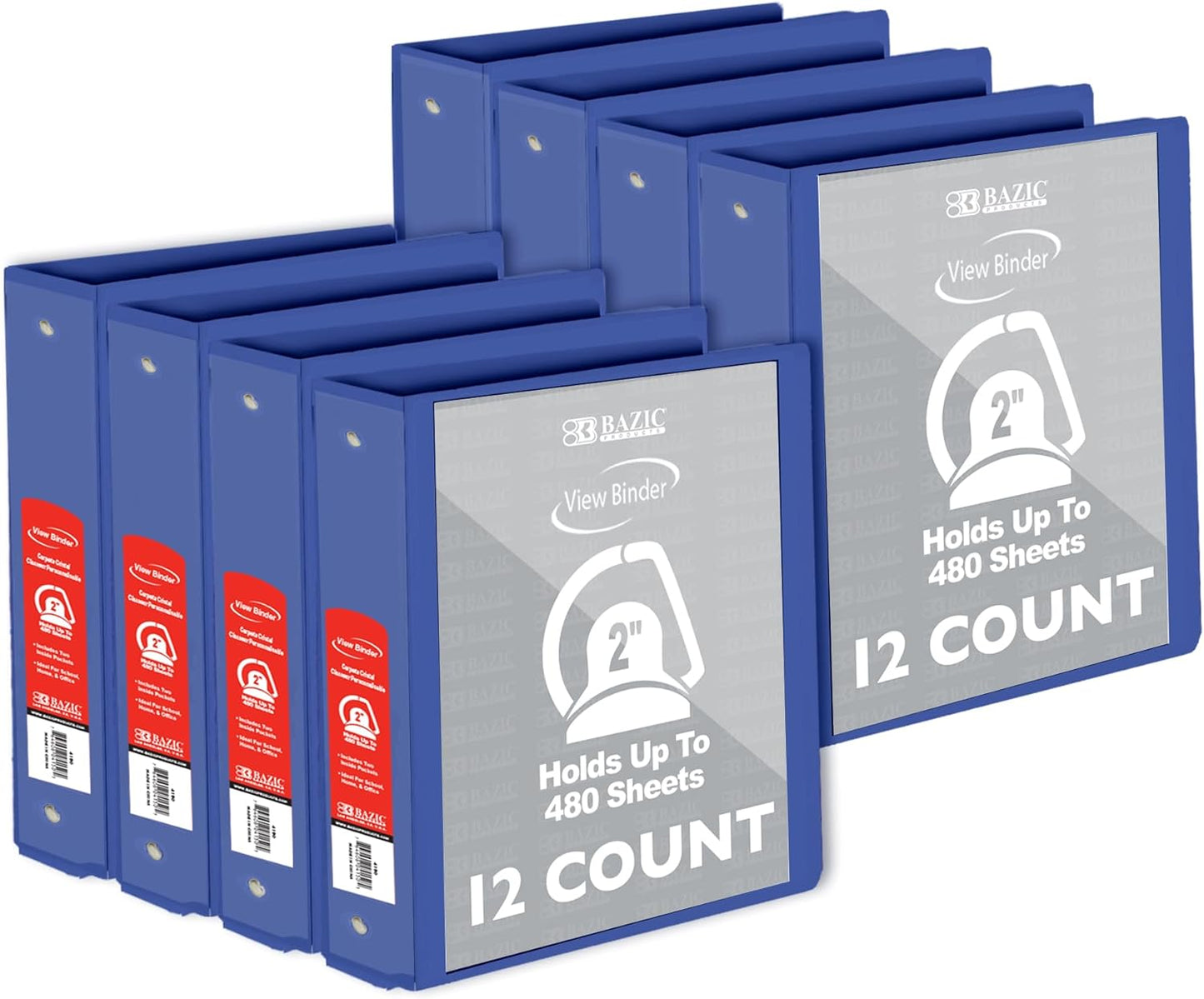 BAZIC Products 3 Ring Binder 2" View Binders Slant D Ring Organizer - Burgundy, Hold 480 Sheets Paper, for School Office Home, 1-Count