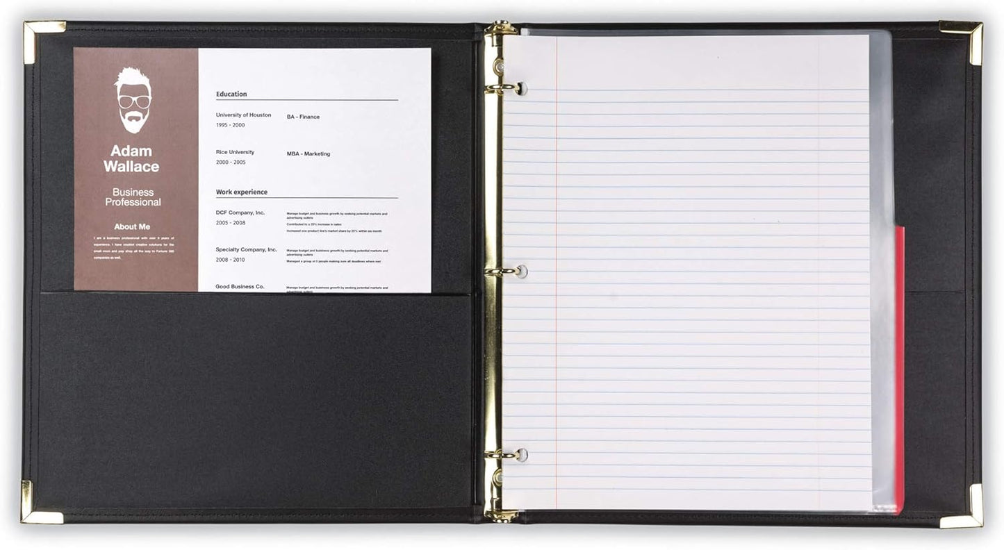 Samsill Classic Collection Leather 3 Ring Binder, Executive Presentation Portfolio, 0.5 Inch (Holds 100 Sheets), Brass Round Ring, Burgundy