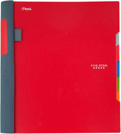 Five Star Advance Spiral Notebook + Study App, 5 Subject, College Ruled Paper, 8-1/2" x 11", 200 Sheets, Spiral Guard, Movable Tabbed Dividers, Black (73144)