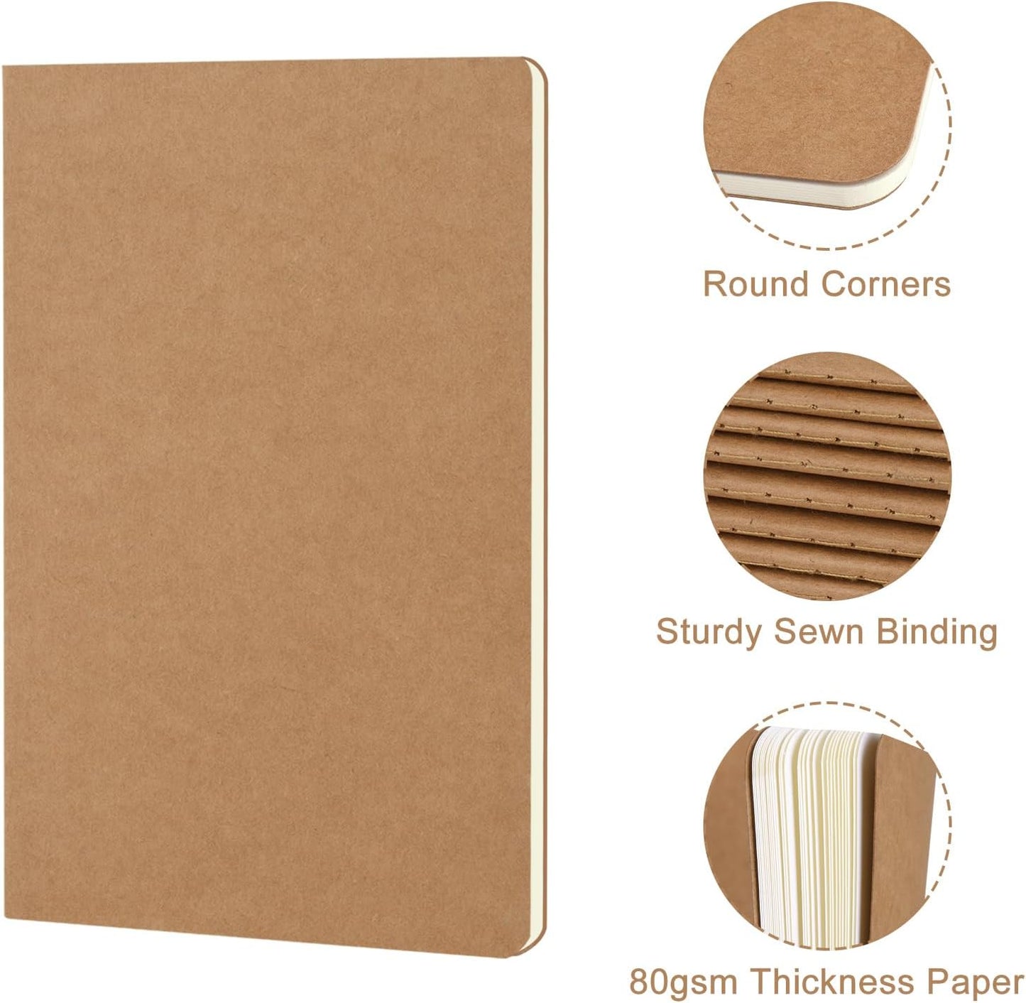 ZCZN 100 Pack Kraft Pocket Notebooks Bulk, 3.5 X 5.5 Inches Blank Paper Journaling Notebooks, 30 Sheets/60 Pages, Mini Journal Notebooks for Work, Writing, Drawing Memo Notepad(Kraft Cover)