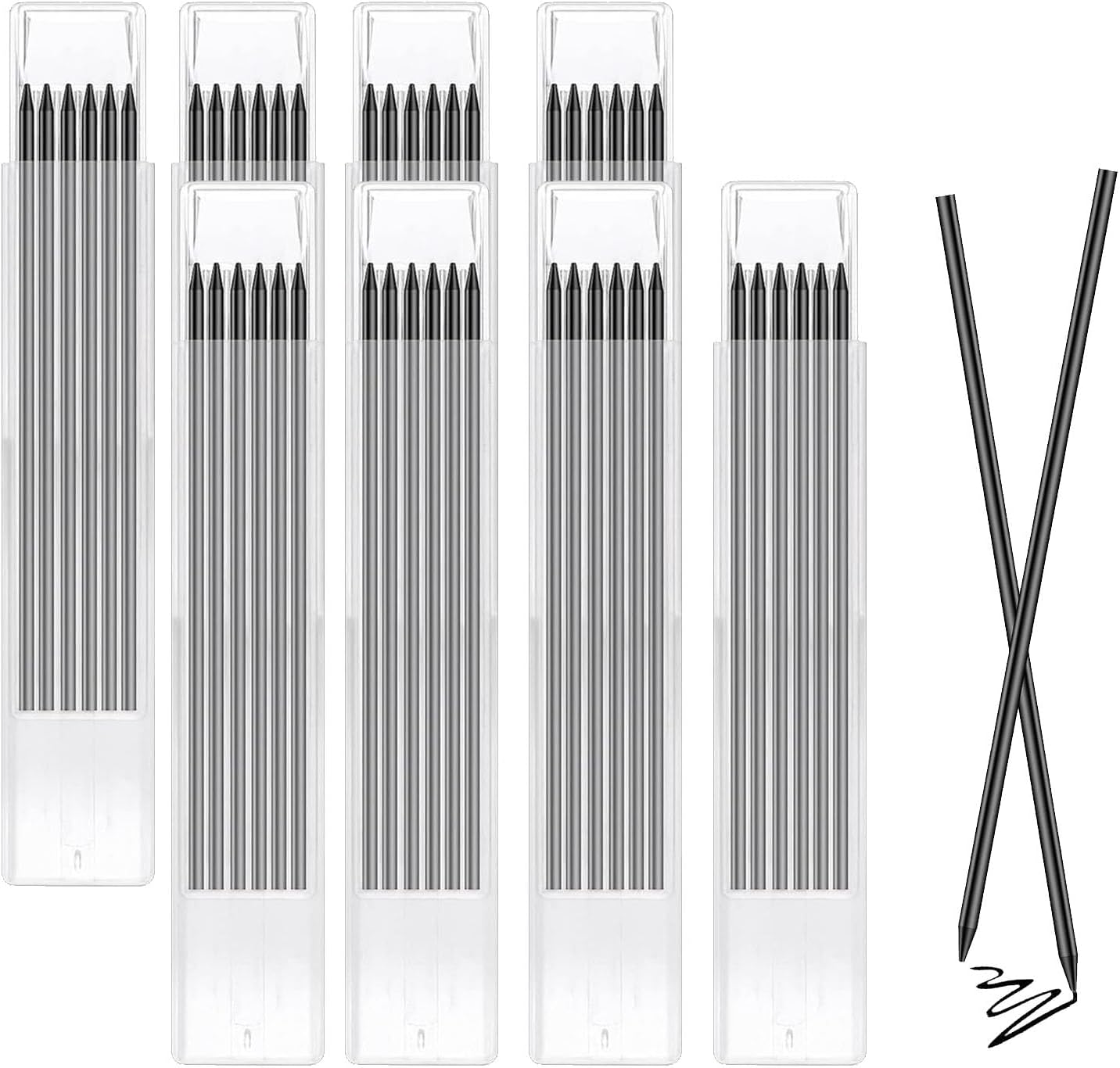 TuTuYa 36 Pencil Refill with 1 Solid Carpenter-Pencil, 2.8mm Waterproof Lead Refills Replacement, with Sharpener, Long Reach/Deep Hole/Long Nose for Architect &Carpenter Woodwork Construction Building
