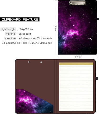 Hongri Clipboard Folio with Refillable Lined Notepad and Interior Storage Pocket for Students, Classroom, Office, Women, Man, Cute Custom Pattern, Size 12.8 x 9.2 in, Classic Flower