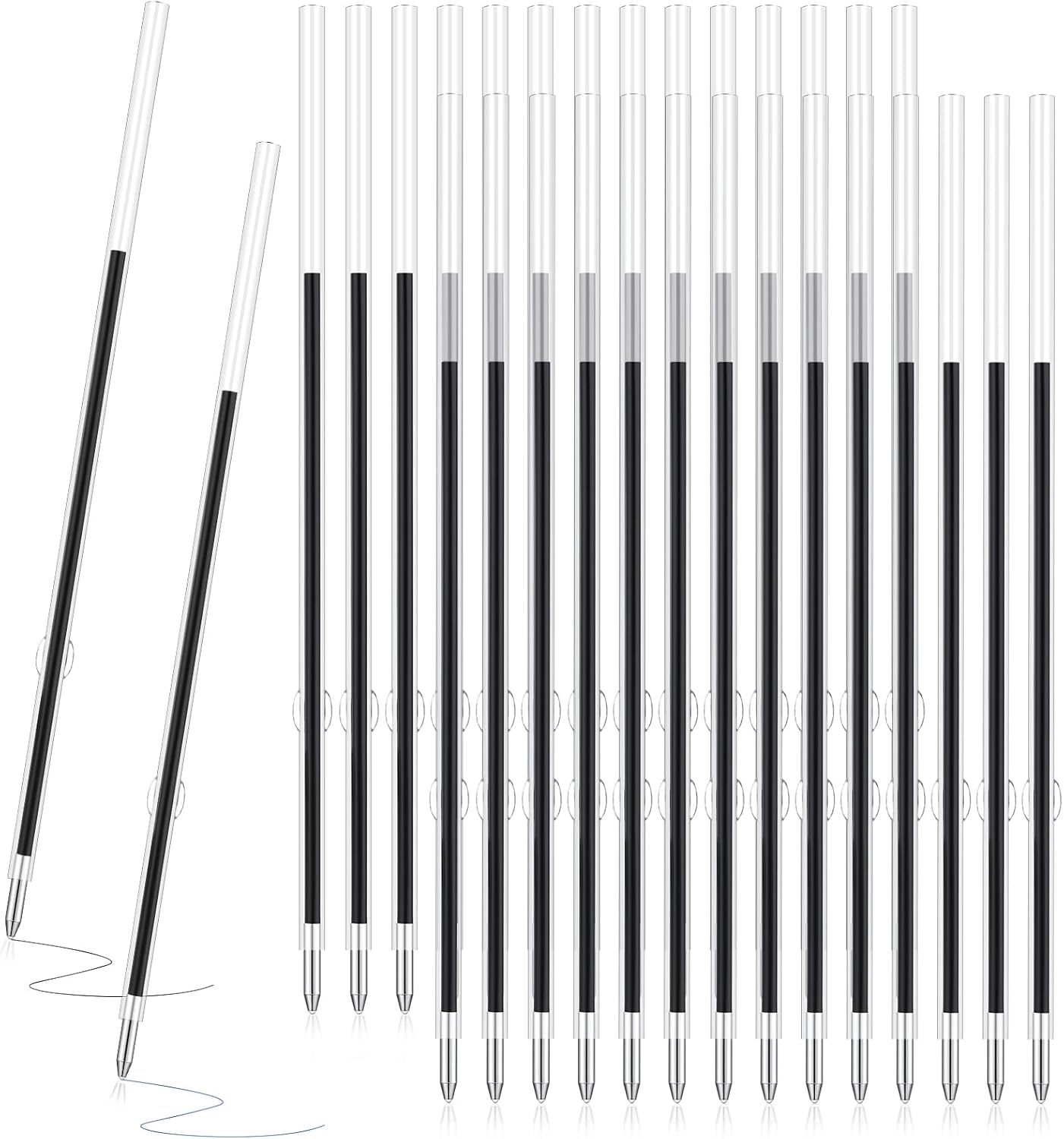 Outus 30 Pieces 0.7 mm Retractable Pen Refills Replacement Ballpoint Pen Refills Black and Blue Ink Pen Refills for Retractable Pen Office School Supplies, 107 mm in Length