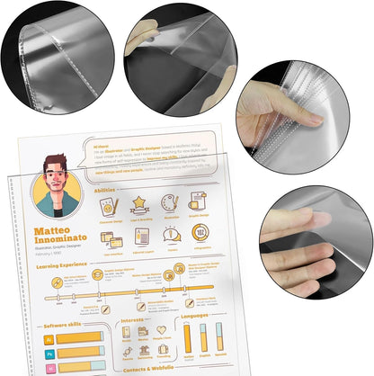 VOKOY 100 Pack No Holes Sheet Protectors,8.5" x 11", Letter Size Heavy Duty Clear View Page Protectors Without Holes,Top Loading Clear Paper Sleeves Document Artwork Protectors