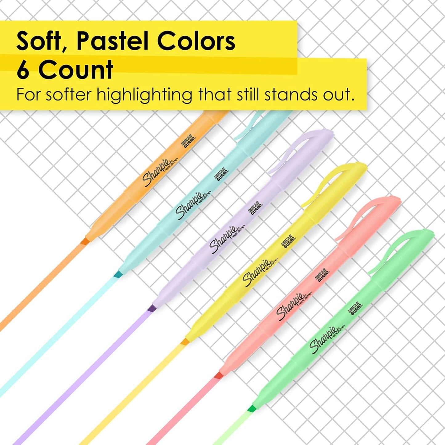 Sharpie® Accent Pocket Highlighters, Chisel Tip, Assorted Barrels, Assorted Mild Pastel Ink, Pack Of 6 Highlighters
