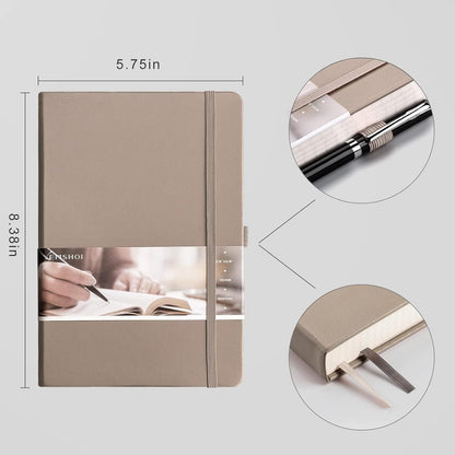 EMSHOI Graph Paper Notebook - 256 Pages A5 Graph Notebook/Journal, Hard Cover, 120gsm Thick Paper, Smooth PU Leather, Inner Pocket, 5.75'' × 8.38''-Black