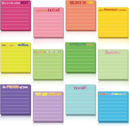 Yinder 48 Pcs Inspirational Sticky Notes Cute Motivational Sticky Notes Pad End of Year Employee Appreciation Gifts Bulk for Teacher Nurse Coworkers Office Supplies 3 x 3'' (Thank You,Dark Color)