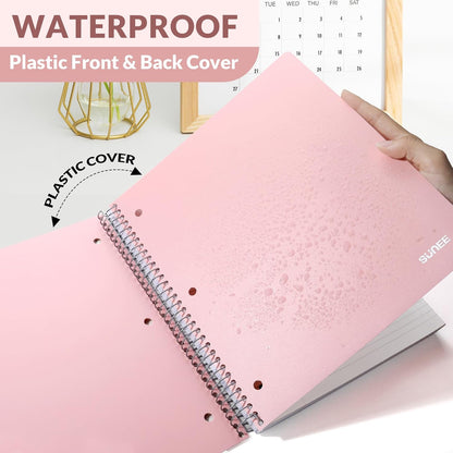 SUNEE 5 Subject Graph Paper Notebook - 400 Pages, 9"x11", 4x4 Graph Ruled Notebook, 5 Pocket Colored Dividers, 3-Hole Punched Paper, Black