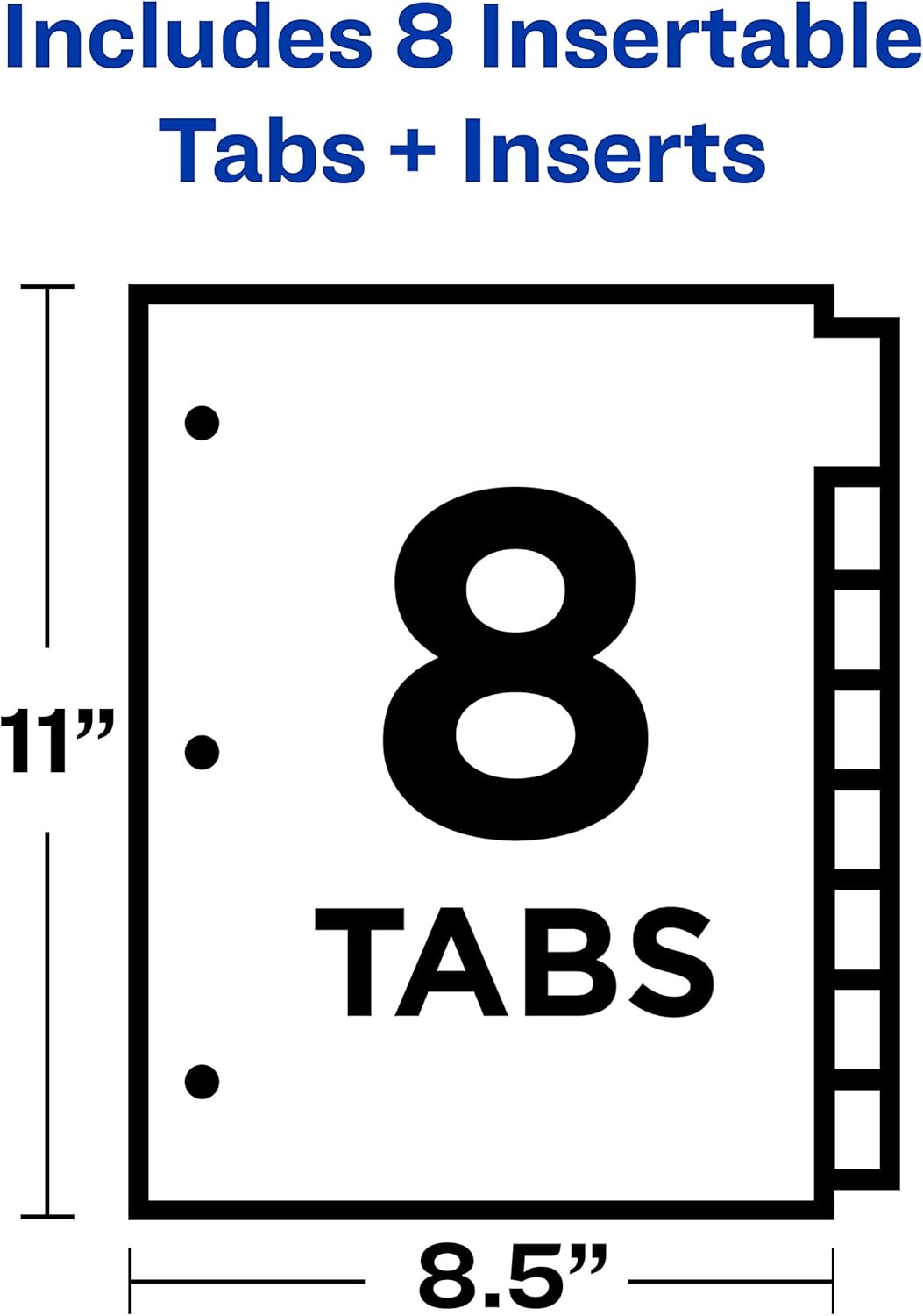 Avery Big Tab Insertable Plastic 2 Pocket Dividers for 3 Ring Binders, 8 Tab Set, Bright Two-Tone Multicolor, Works with Sheet Protectors, 1 Set (11989), Pack of 24