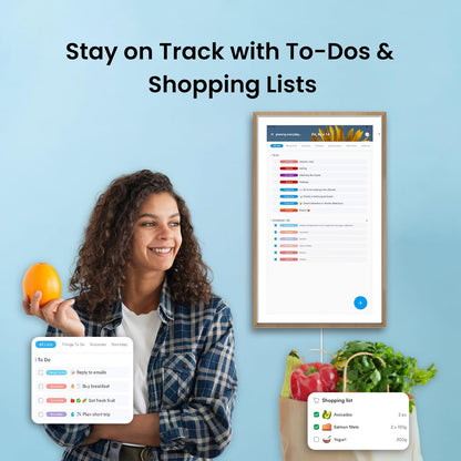Apolosign 21.5-inch Digital Calendar : Dual Mode Smart Wall Planner, No Subscription, Install Apps, Sync Calendars, Electronic Touchscreen Interactive Display for Family Schedules, Chore Chart (Teak)