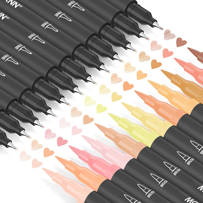 Mogyann Drawing Pens, 12 Pack Dual Brush Pens Black Markers for Art Drawing Sketching