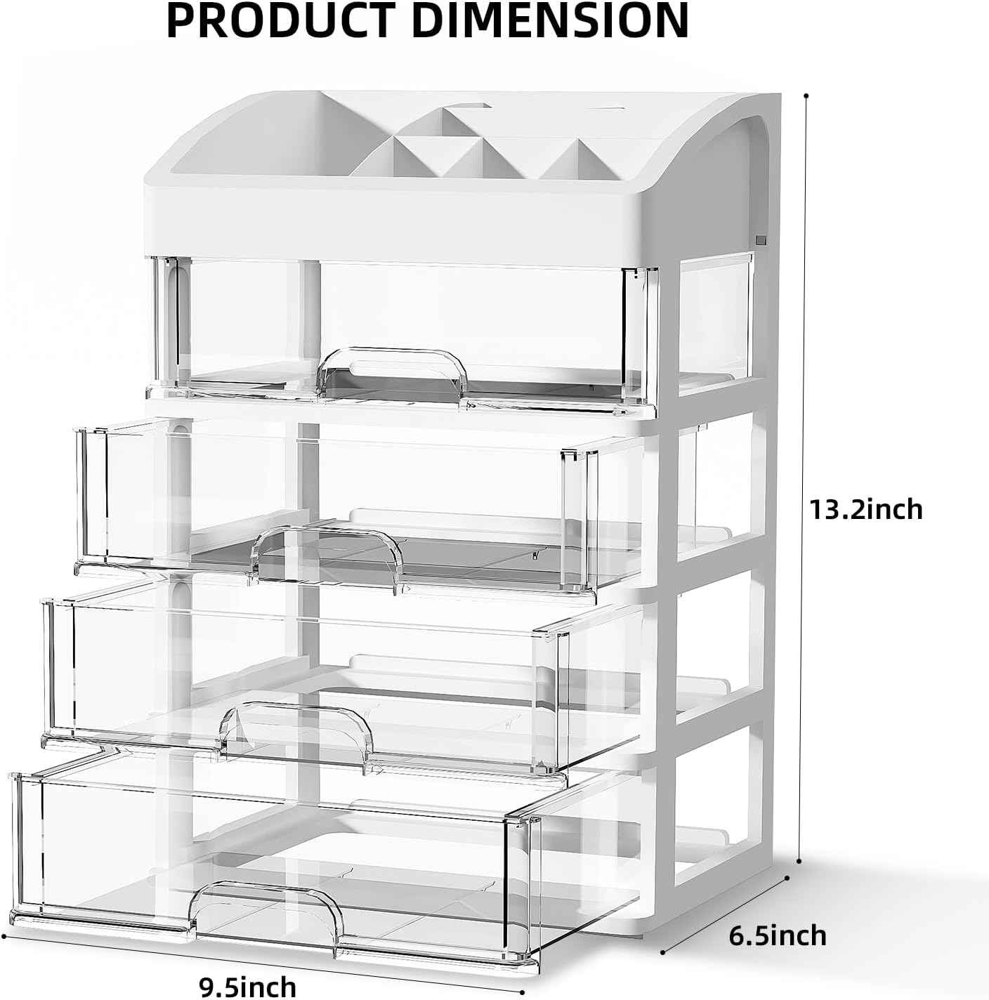 Desk Organizer with Drawers, 3 Drawers Storage Organizer, Desktop Storage Drawers for Office/School Supplies, Plastic Stationary Makeup Organizer, Desk Storage Box for Office, School, Home