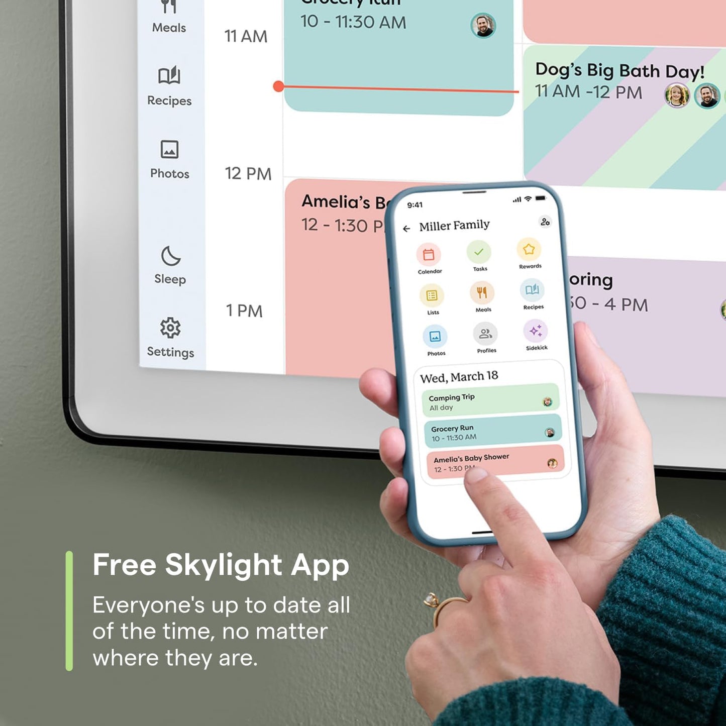 Skylight Calendar Max: 27-Inch Smart Digital Calendar & Chore Chart, Family Organizer with Interactive Touchscreen Display – Wall Mountable in Portrait or Landscape, Classic White Frame