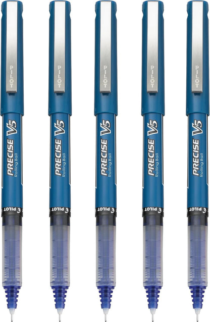 PILOT Precise V5 Stick Liquid Ink Rolling Ball Stick Pens, Extra Fine Point (0.5mm) Black Ink, 5-Pack (26010)