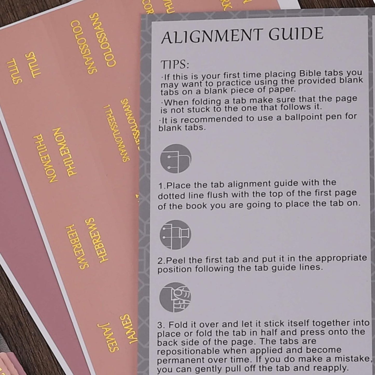 Thinkor- Repositionable Bible Tabs, 66 Pink Theme Laminated Tabs for Women, Thinkor for Study Bible