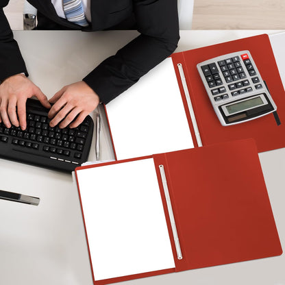 12 Pcs Pressboard Report Cover 9.3x11.6 Inch Presentation Binder Folder Letter Size 3" Capacity Metal Prong Fastener with Compressor for Reports Business Contract Proposal Documents, Red