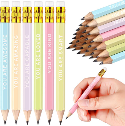 60Pcs Mini Pencils Bulk Inspirational Golf Pencils 4.1inch Short Woodden Pen-cils with Eraser for Kids Student Teacher Office Supplies