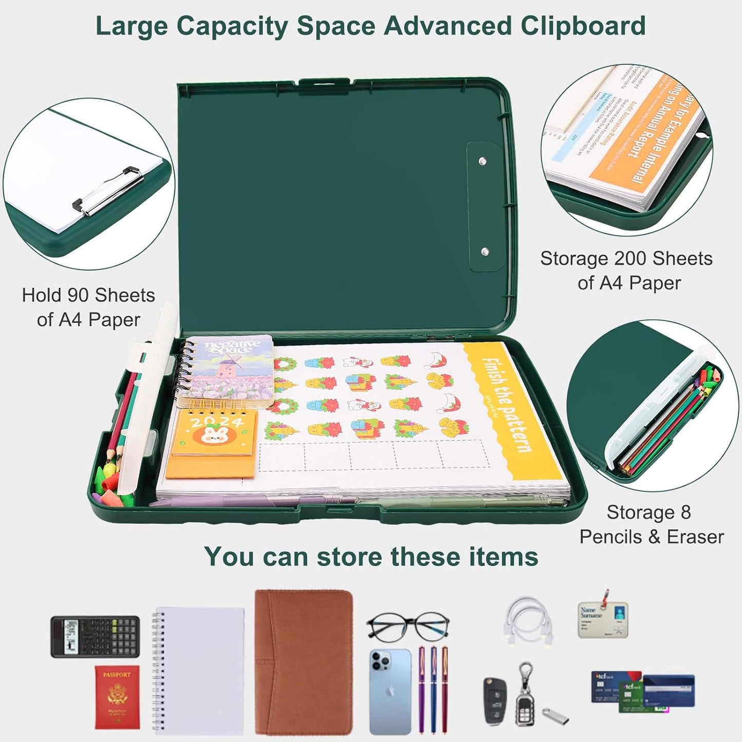 SFLHHDM Purple Clipboard, Clip Boards 8.5x11, Teacher Clipboards with Storage, Plastic Clipboard with Pen Holder, Clipboards Storage for Women Teachers Work, School & Office Supplies