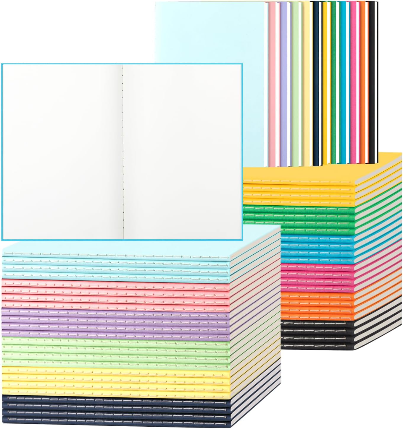 24 Pack Colorful Lined Notebooks for Writing, Journals Bulk, A5 Composition Books, 8.3x5.5 Inch, 60 Pages, 30 Sheets Sketchbooks for Office School Travel Supplies (Lined-24 pack, 12 Colors)