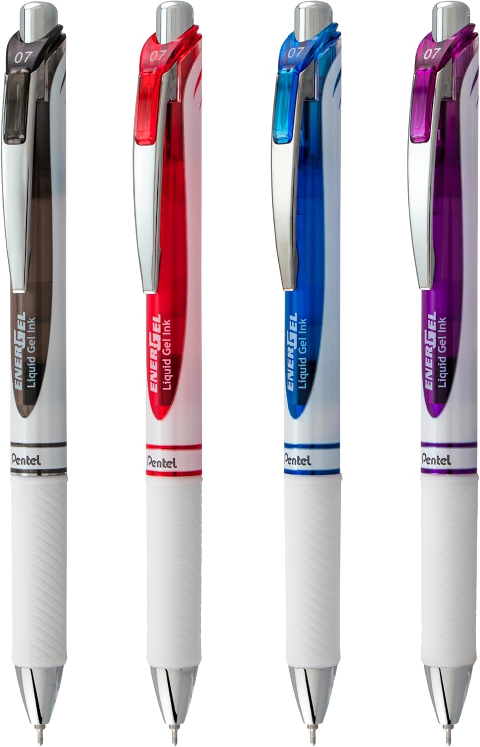 Pentel EnerGel Pearl Retractable Liquid Gel Pen, Needle Tip, 0.7mm, Medium Line, Assorted Ink, 8-Pk (BLN77WBP8M)