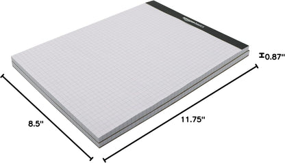 Amazon Basics Quad-Ruled Graph Paper Pad with Sturdy Back, Perforated, 8.5" x 11.75", White, 100 Sheets/Pad, 2-Pack