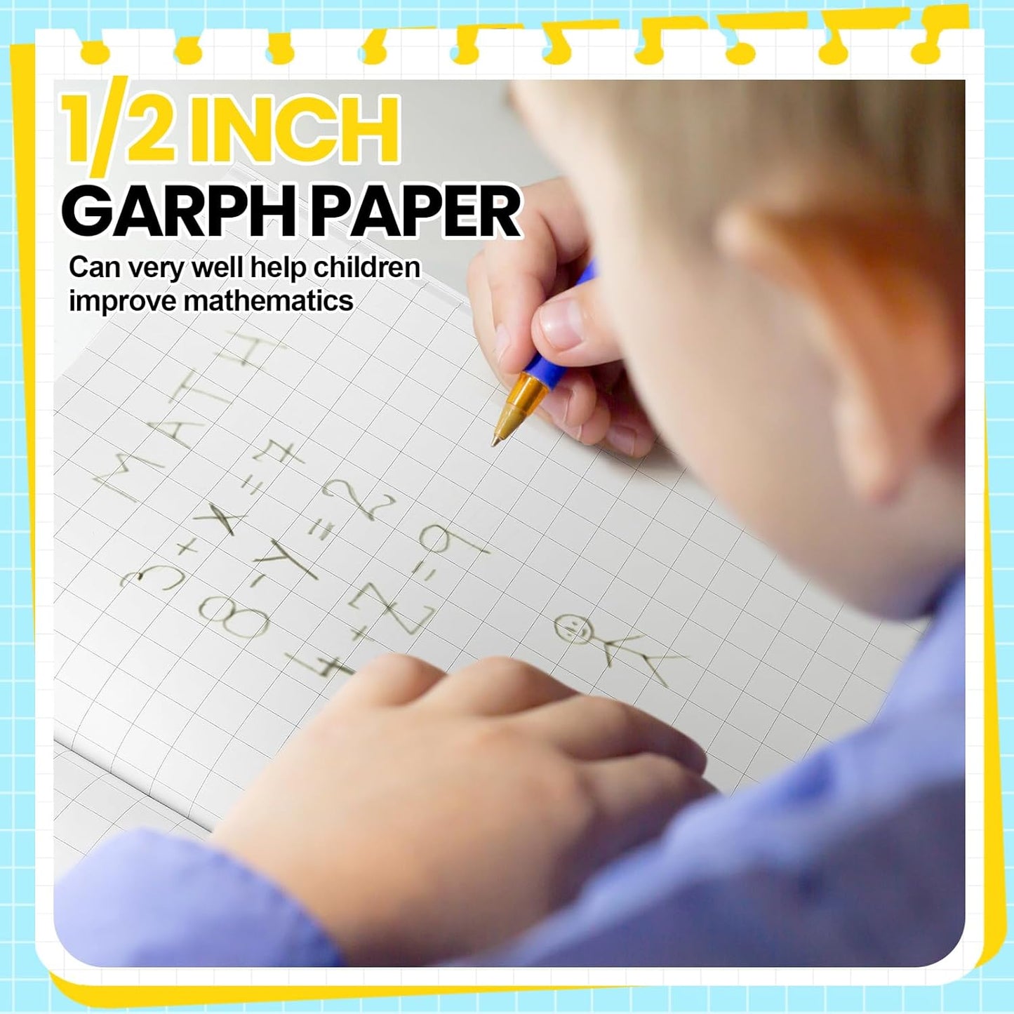 Ctosree 3 Pcs Graph Paper for Kids 1/2 Inch Squares Math Graph Paper Composition Notebook 8.5 x 11 Inches Quad Ruled Grid Notebook for Kids School Supplies