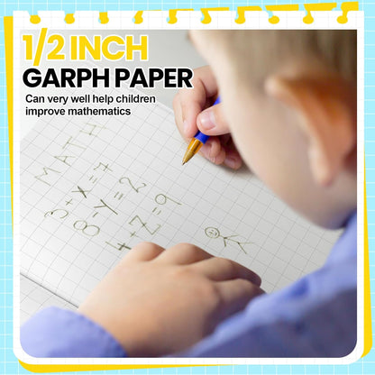 Ctosree 3 Pcs Graph Paper for Kids 1/2 Inch Squares Math Graph Paper Composition Notebook 8.5 x 11 Inches Quad Ruled Grid Notebook for Kids School Supplies