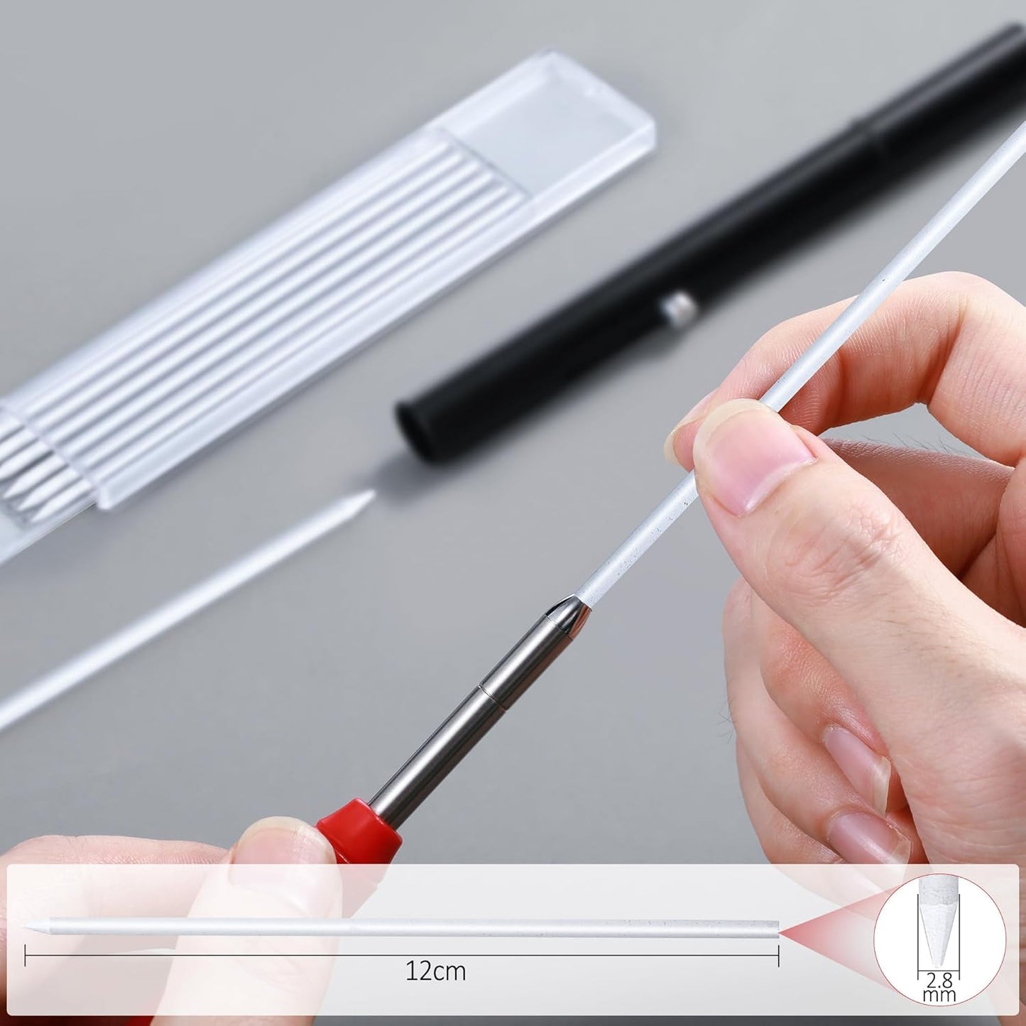 Hiboom 24 Pieces 2.8mm HB Refill for Carpenter Pencil, Study Long Lasting Pencil for Mechanical Pencil Woodworking Construction (Black)