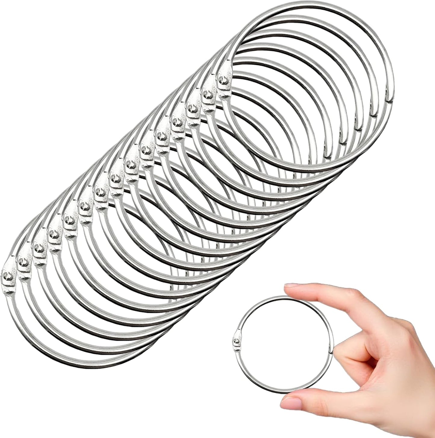 OWLKELA 2 Inch 30 Pack Loose Leaf Binder Rings, Keychain Key Ring with Metal Nickel Plated for Index Cards, Ideal for School, Home, or Office