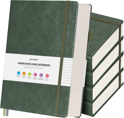 5 Pack College Ruled Notebook, 312 Numbered Pages Thick Notebooks Bulk, 100gsm No Bleed Paper Hardcover Leather Journal, Lined Journal Notebook Set for Women Men School Office, A5, Multicolor
