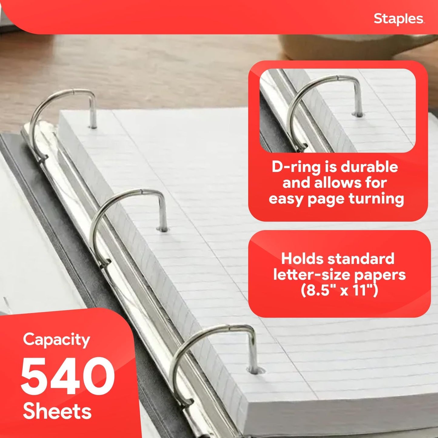 Staples Better Binder 2-Inch D-Ring View Binder, Reinforced Spine, Holds Up to 540 Sheets, Teal, for Office & School