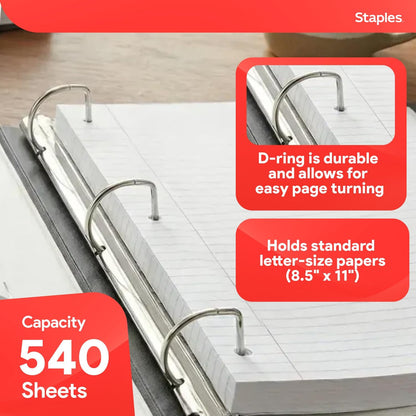 Staples Better Binder 2-Inch D-Ring View Binder, Reinforced Spine, Holds Up to 540 Sheets, Teal, for Office & School