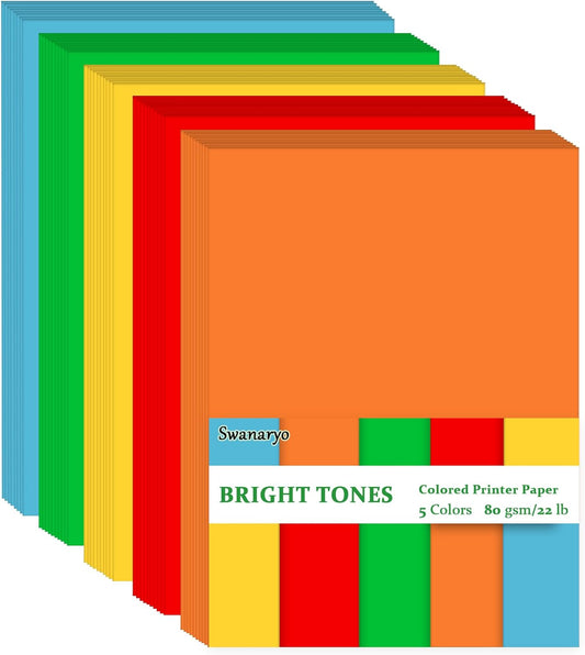 600 Sheets Colored Paper 8.5 X 11 - Color Printer Copy Paper 22lb/80gsm Double Sided Origami for DIY Art Craft,5 Pastel Colors