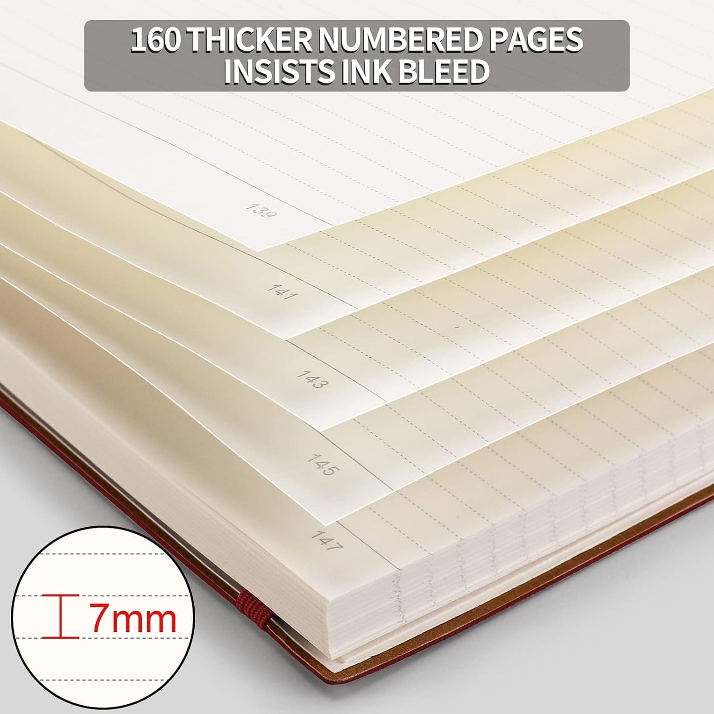AHGXG 8.5''×11'' Notebook College Ruled - Large A4 Notebook Lined Journal - 320 Pages Thick Journal for Writing, 100gsm Thick Paper, Leather Softcover, for Work School - Black
