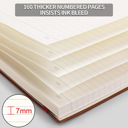 AHGXG 8.5''×11'' Notebook College Ruled - Large A4 Notebook Lined Journal - 320 Pages Thick Journal for Writing, 100gsm Thick Paper, Leather Softcover, for Work School - Black
