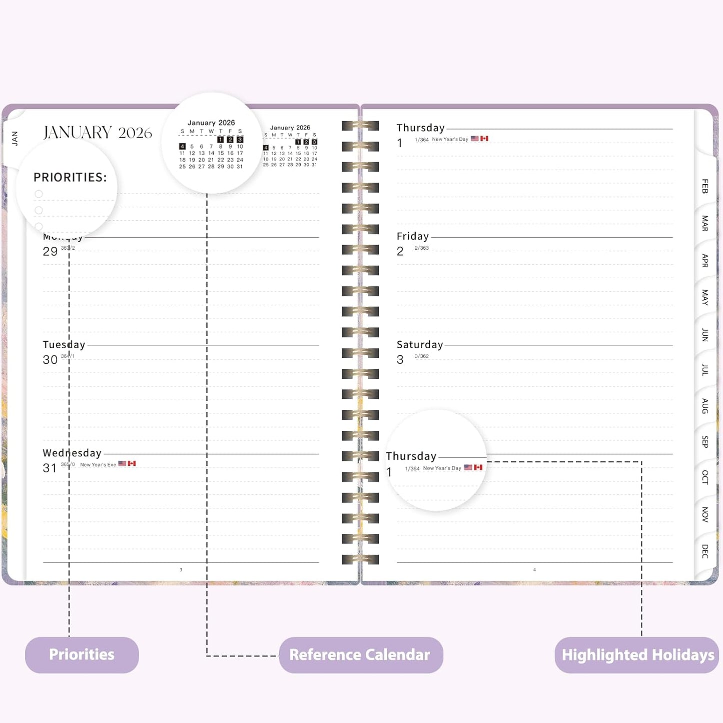 Planner 2026-2027, Weekly and Monthly Academic Year Calendar Planner, July 2026 - June 2027, Daily Agenda Book for Office School Supplies, A5(6.3'' x 8.5'')