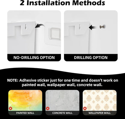 YOHOM No Drilling File Holder Wall Mails Magazines Organizer Adhesive Door Mount, Single Pocket(WHITE, 1 PCS)