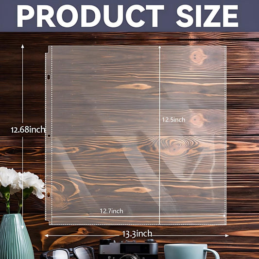 100 Pcs 12x12 Inch Scrapbook Refill Pages, Clear Sheet Protectors Fit 3 Ring Binder & 12 x 12 Photo Album, Heavyweight Plastic Page Protectors,Protective Sleeves