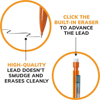 BIC Xtra Smooth Bright Edition Mechanical Pencils, 0.7 mm Medium Point, Refillable and Retractable, 40-Count