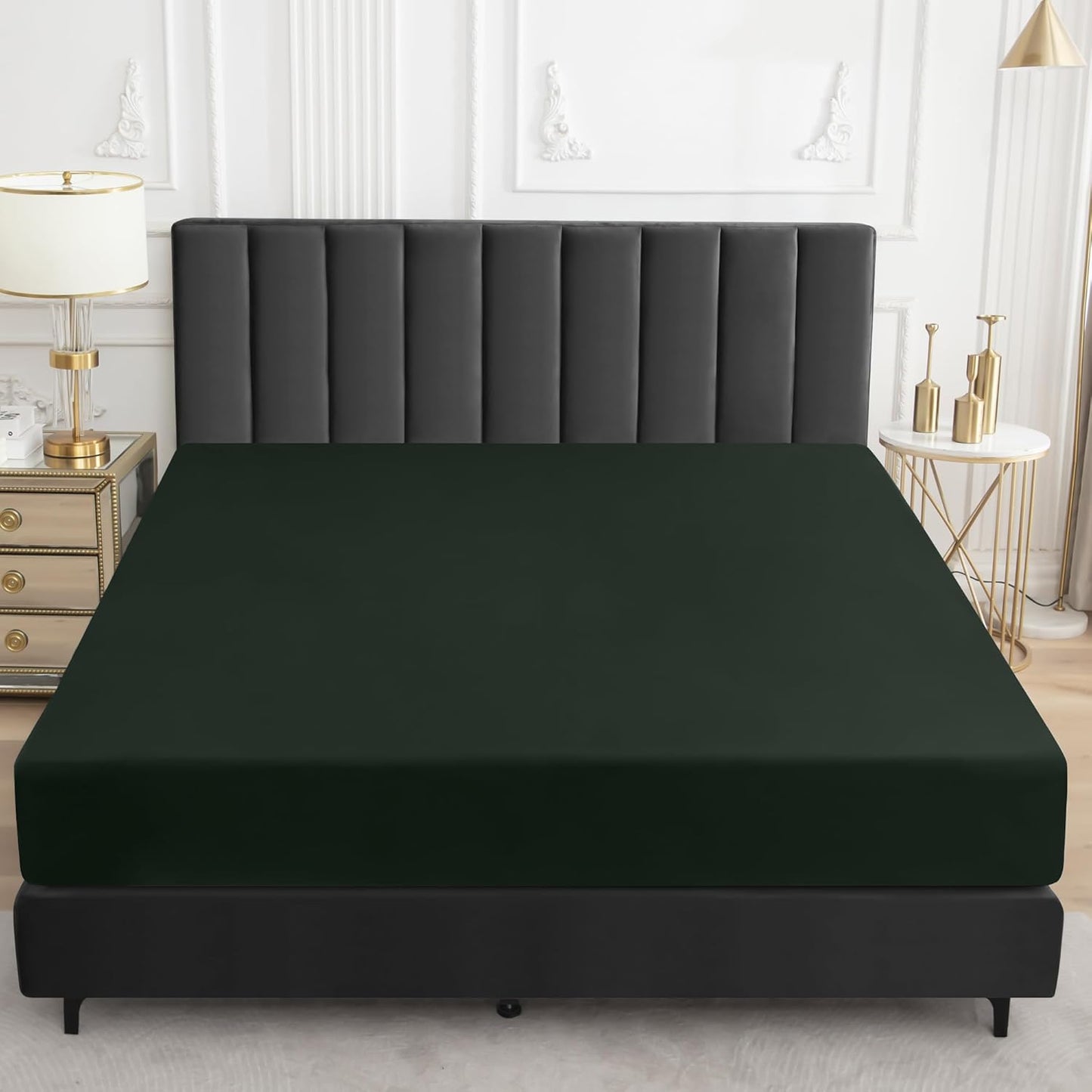 Sufdari Mattress Protector,Waterproof 18" Deep Pocket Mattress Cover Fitted Sheet Style with Elastic Rubber Band,Washable and Easy Care-Black,Queen