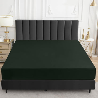 Sufdari Mattress Protector,Waterproof 18" Deep Pocket Mattress Cover Fitted Sheet Style with Elastic Rubber Band,Washable and Easy Care-Black,Queen