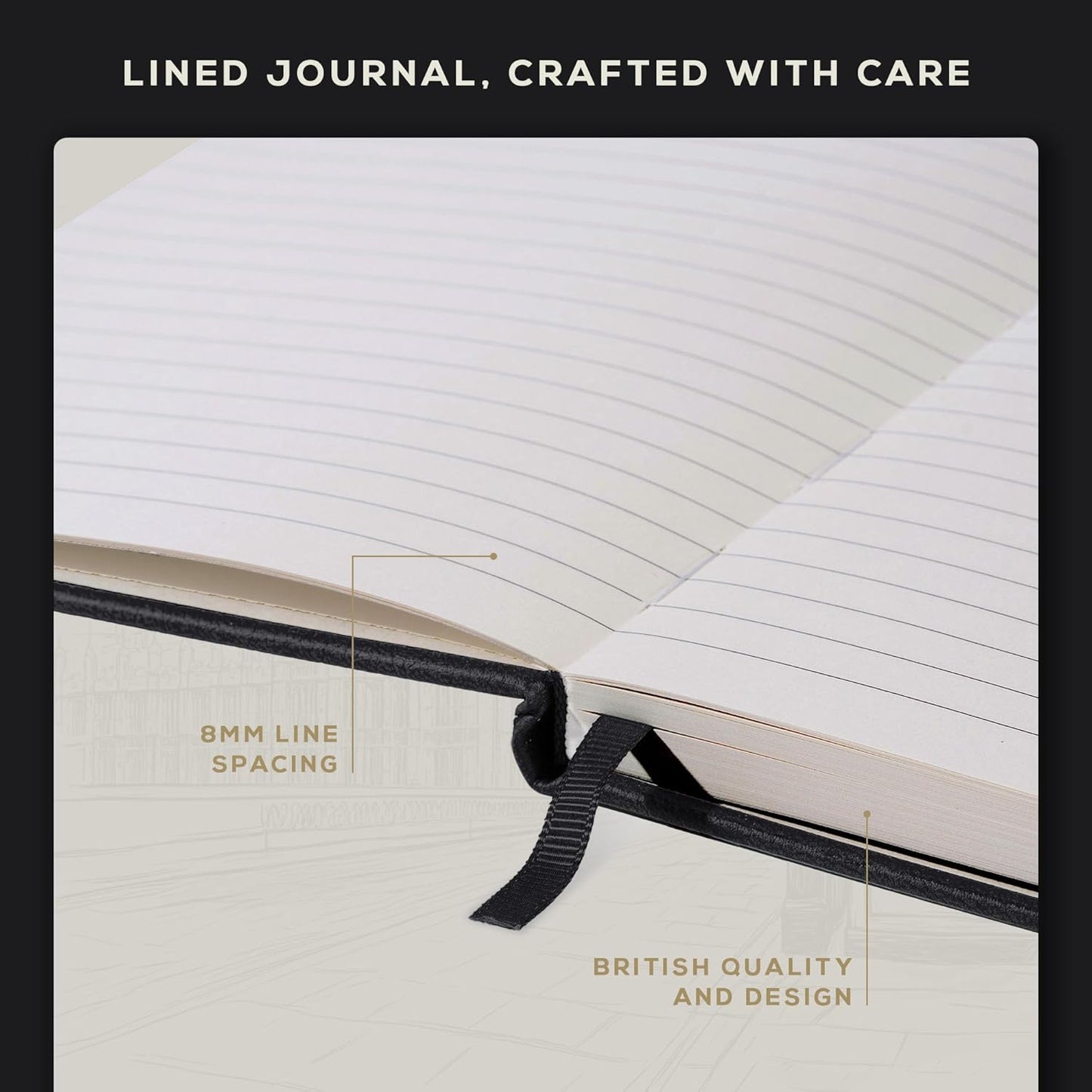 BEECHMORE BOOKS Large Lined Journal Notebook, 8.5" x 11.5" (A4) Hardcover Vegan Leather Executive Diary for Work, Thick 120gsm Paper, Lay-Flat Binding, Gift Box