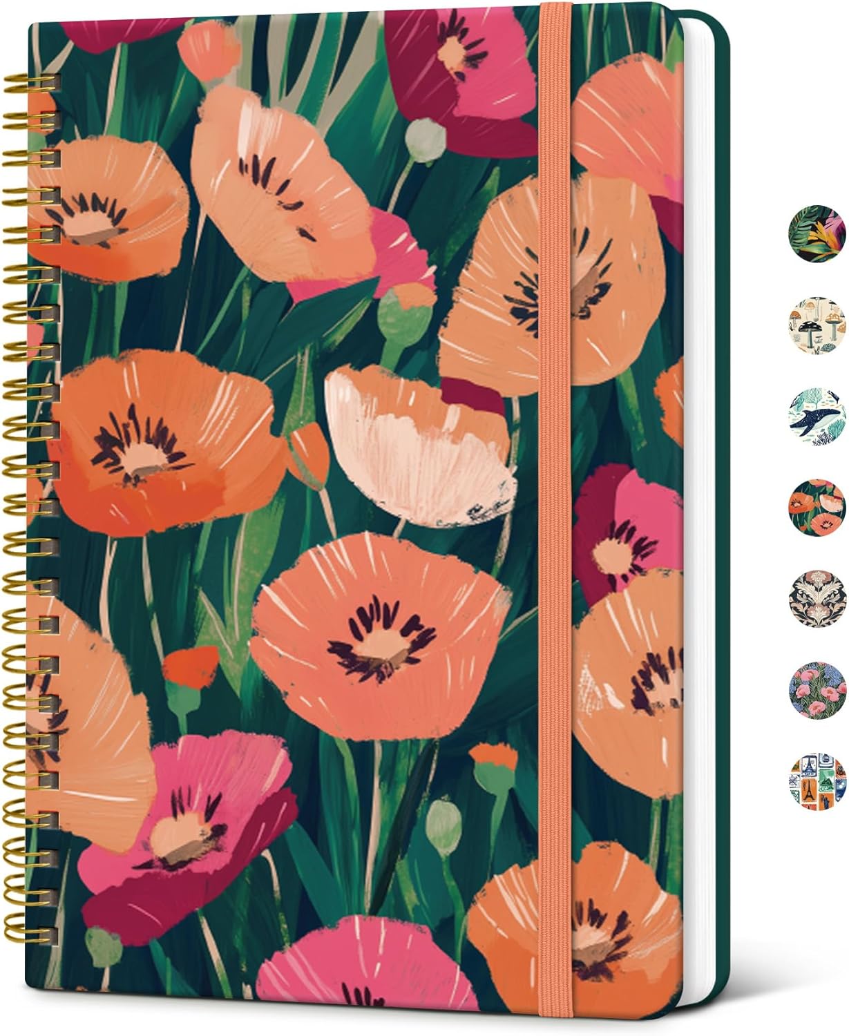 Taja Lined Spiral Journal Notebook for Women, A5 Cute College Ruled Hardcover Notebook for Work & Note Taking, Pretty Journal for Writing, 140 Pages, Flower Garden