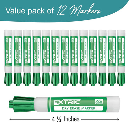 EXTRIC Black Dry Erase Markers, 12 Count Whiteboard Markers Chisel Tip, White Board Marker Dry Erase, Low Odor Chisel Tip Erasable Markers