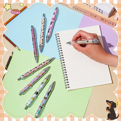Ireer 8 Pcs Ballpoint Pens for Women 1.00 mm Cute Black Ink Pens Fine Point Smooth Writing for Journaling Aesthetic Office Supplies (Mahjong)