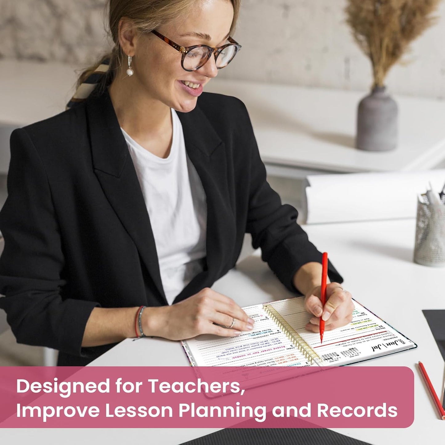 Planner 2026-2027, Academic Year Monthly and Weekly Calendar Planner, Jul 2026 - Jun 2027, Hardcover Teacher Student Planning Agenda book with Tabs, Perfect for School Office Supplies, 6.3" x 8.5" - Wildflowers