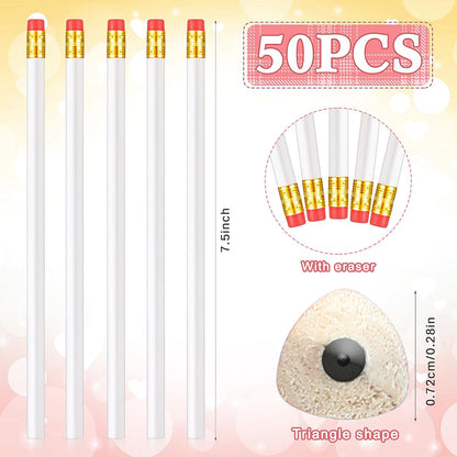Tinlade 50 Pcs Triangular Grip Pencils Wood Wedding Pencils HB Graphite Pencil Pack Eraser for Baby Shower Drawing Sketching Bridal Shower Office Supplies(Pink)